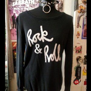 forever 21 "rock and roll" knit sweater